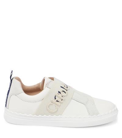 Shop Chloé Leather Sneakers In Stone
