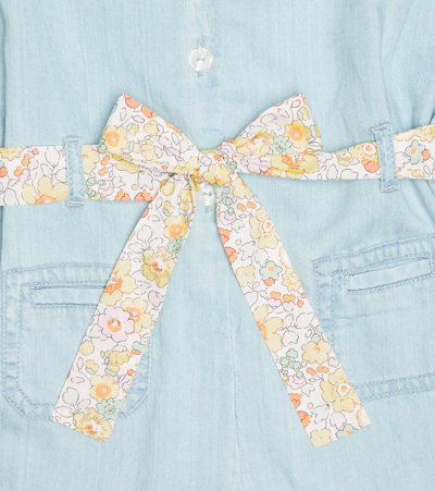 Tartine Et Chocolat Floral Belted Chambray Playsuit In Bleach