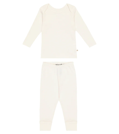 Shop Bonpoint Baby Pebio Cotton Top And Leggings Set In Blanc Lait