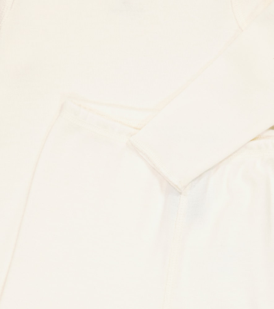 Shop Bonpoint Baby Pebio Cotton Top And Leggings Set In Blanc Lait