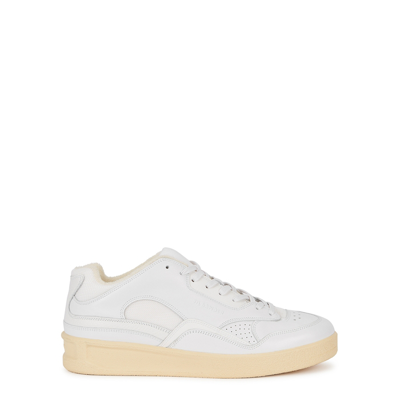 Shop Jil Sander Basket White Leather Sneakers
