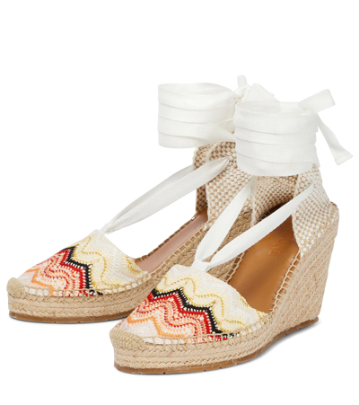 Shop Missoni Chevron Wedge Espadrilles In Bright Multicolor