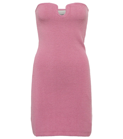 Shop Nanushka Zina Off-shoulder Cotton-blend Minidress In Pink