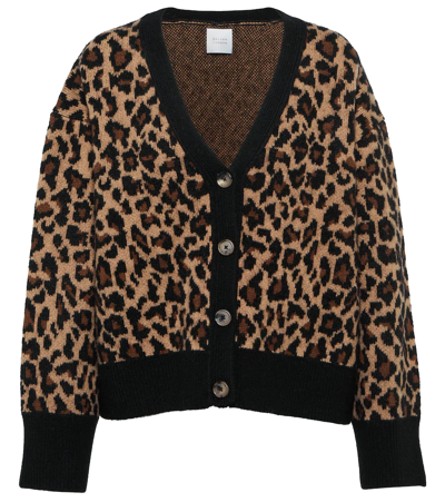 Shop Galvan Theia Wool-blend Cardigan In Leopard