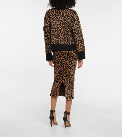 Shop Galvan Theia Wool-blend Cardigan In Leopard