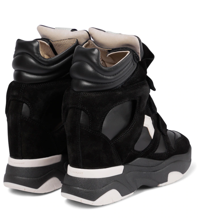 Shop Isabel Marant Balskee Leather Wedge Sneakers In Black