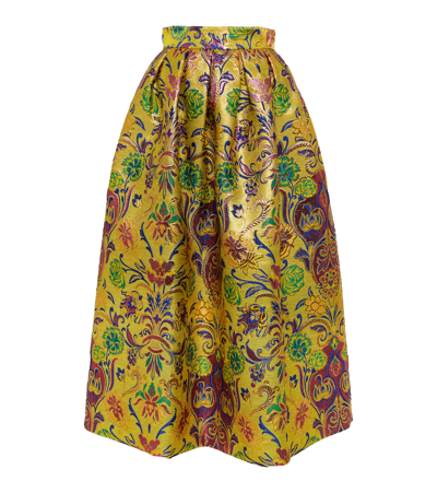Shop Dolce & Gabbana Floral Brocade Midi Skirt In Jacquard