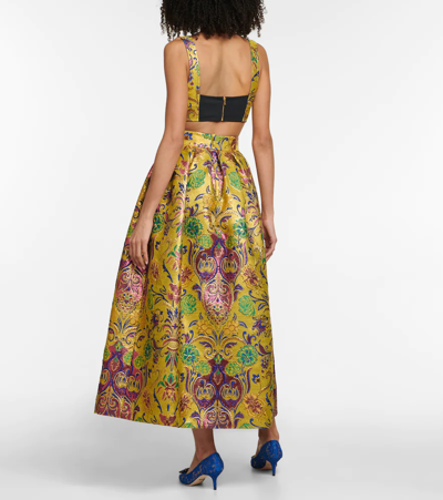 Shop Dolce & Gabbana Floral Brocade Midi Skirt In Jacquard