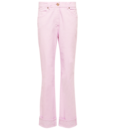 Shop Versace La Greca High-rise Straight Jeans In Candy