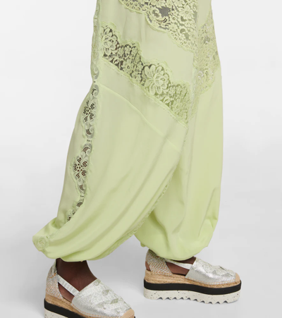 Shop Stella Mccartney Silk And Lace Pants In Lime