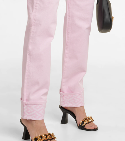 Shop Versace La Greca High-rise Straight Jeans In Candy