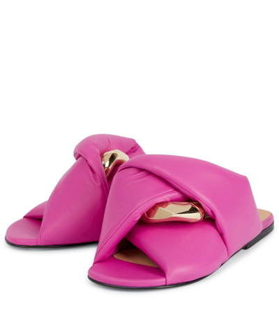 Shop Jw Anderson Chain Twist Faux Leather Sandals In Fuxia