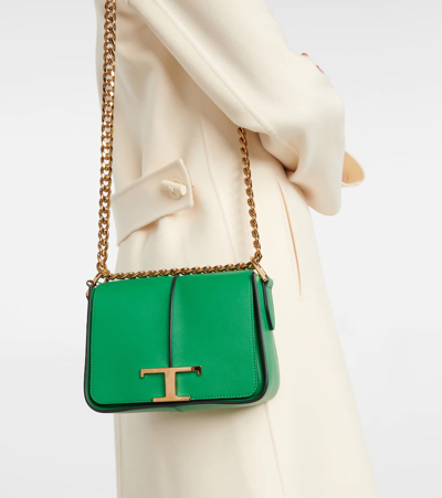 Shop Tod's Timeless Mini Leather Shoulder Bag In Jolly Green