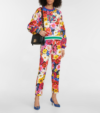 Shop Dolce & Gabbana Floral Brocade High-rise Pants In Giardino Fdo.nero