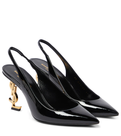 Shop Saint Laurent Opyum 85 Patent Leather Pumps In Nero