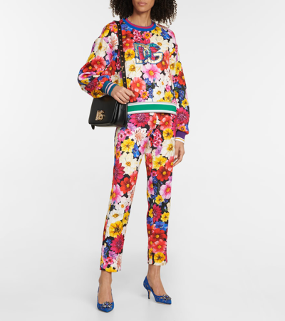 Shop Dolce & Gabbana Dg Floral Cropped Sweatshirt In Giardino Fdo.nero