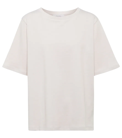 Shop Max Mara Leisure Tariso Cotton-blend T-shirt In Farina