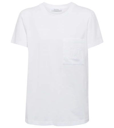 Shop Max Mara Ennino Embroidered Cotton T-shirt In Bianco