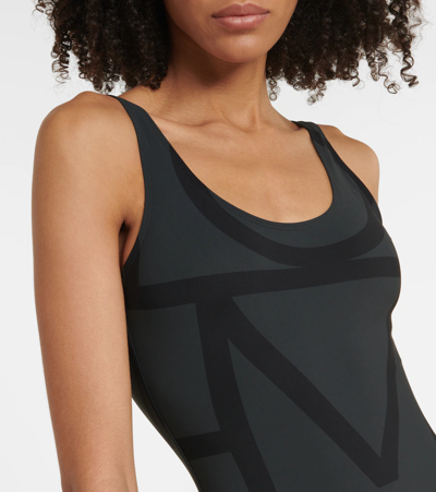 Totême Monogram Printed Recycled Swimsuit In Black Monogram
