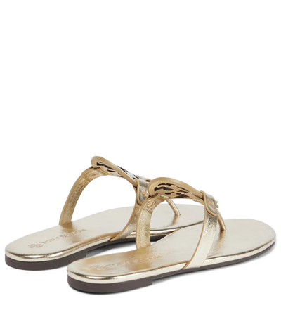 Shop Tory Burch Miller Leather Thong Sandals In Spark Gold