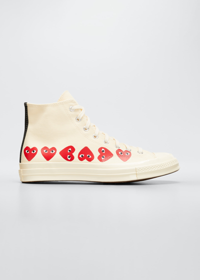 Shop Comme Des Garçons X Converse Men's Multi Heart High-top Sneakers In Off White