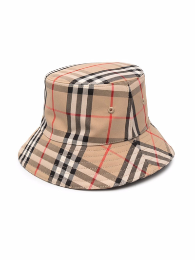 Shop Burberry Check-print Bucket Hat In Brown