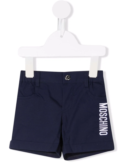 Shop Moschino Teddy Bear Motif Shorts In Blue