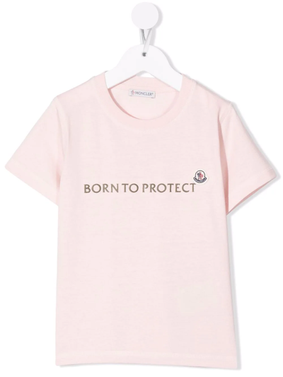 Shop Moncler Born To Protect Short-sleeve T-shirt In 粉色