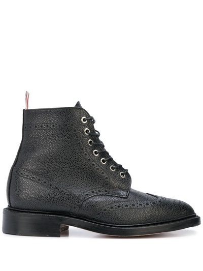 Shop Thom Browne Wingtip Brogue Boots In Black