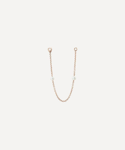 Maria Tash 14ct Double Pearl Chain Connecting Charm In Rose