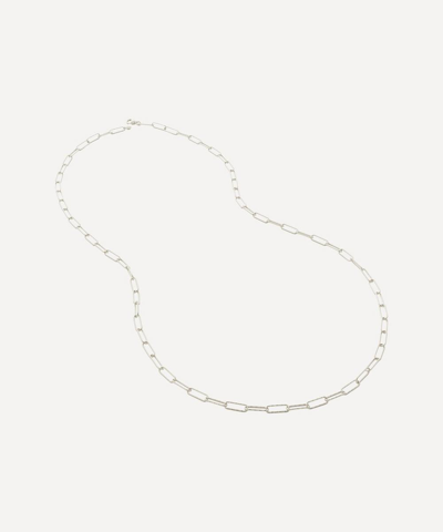 Shop Monica Vinader Silver 24' Alta Textured Chain Necklace