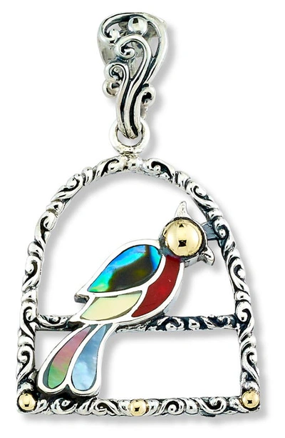 Samuel B. Sterling Silver 18k Yellow Gold Parrot Pendant In Multi