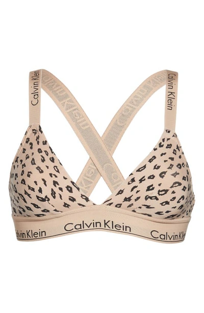 Calvin Klein Animal Print Crossback Cotton Blend Triangle Bralette In  Savannah Cheetah | ModeSens