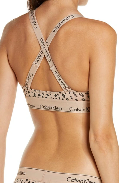Calvin Klein Animal Print Crossback Cotton Blend Triangle Bralette 