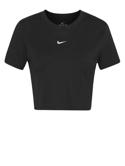 Nike Swoosh Logo-detail Cropped T-shirt In Schwarz | ModeSens