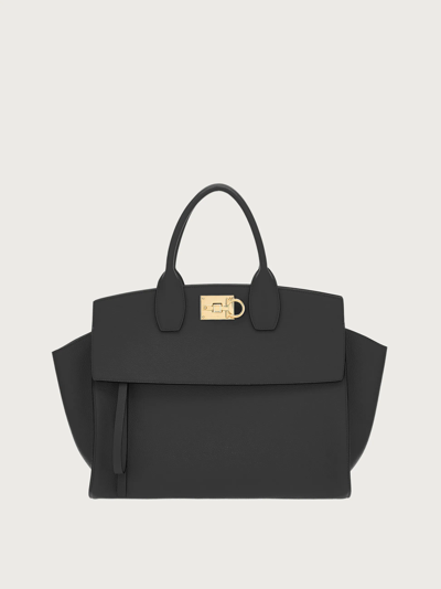 Shop Ferragamo Studio Soft Bag (l) In Black