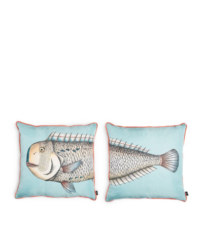 Shop Fornasetti Set Of 2 Grande Pesce Cushions (50cm X 50cm) In Multi