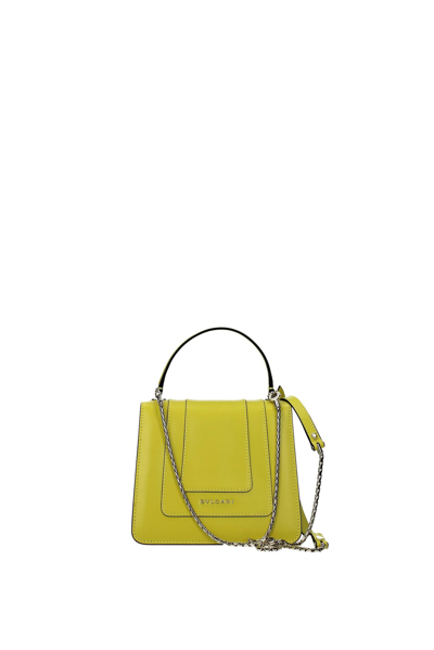 Shop Bulgari Handbags Serpenti Forever Leather Lemon In Yellow