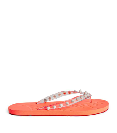 Shop Christian Louboutin Loubi Flip Studded Flip Flops In Red