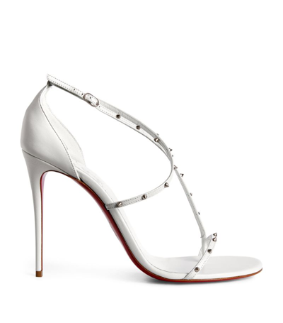 Shop Christian Louboutin Riojana Leather Spike Sandals 100 In Red
