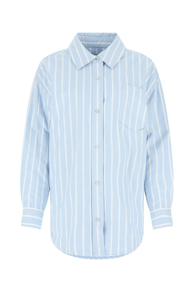 Shop Alexander Wang Striped Padded Shirt Jacket In Blue