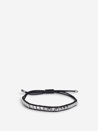 Shop Valentino Garavani Rockstud Embellished Bracelet In Black