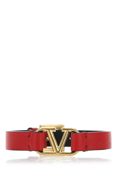 Shop Valentino Vlogo Plaque Bracelet In Red