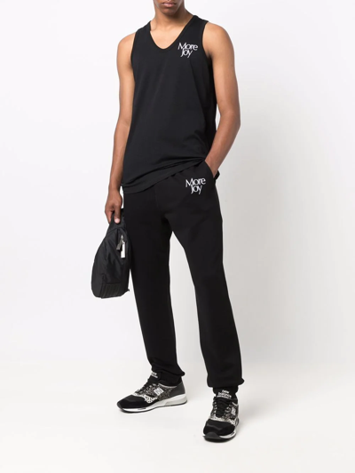 More Joy Unisex Embroidered Logo Organic Cotton Joggers In Black