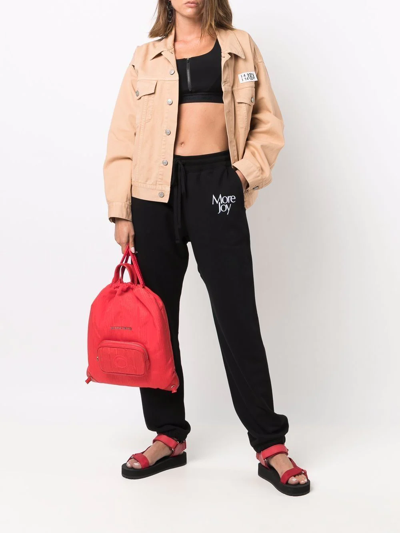 Shop More Joy Logo-embroidered Track Pants In Black