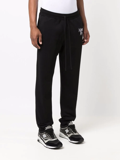 More Joy Unisex Embroidered Logo Organic Cotton Joggers In Black