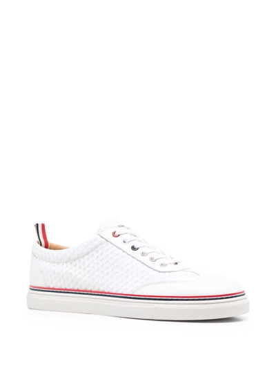 Shop Thom Browne Rwb-stripe Low-top Sneakers In White