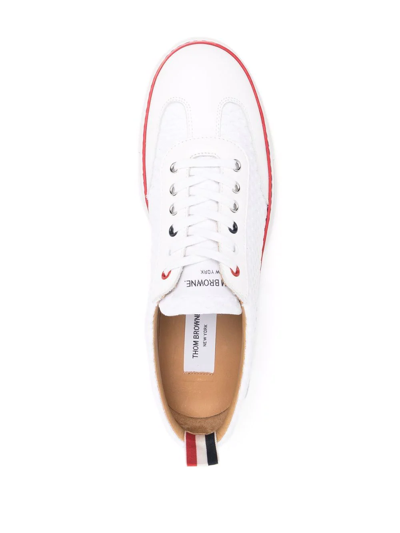 Shop Thom Browne Rwb-stripe Low-top Sneakers In White