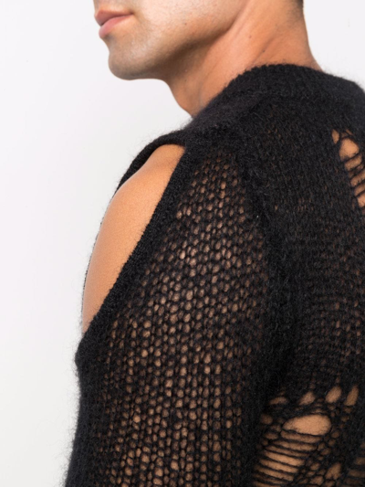 Shop Rick Owens Distressed Knitted Vest In Black