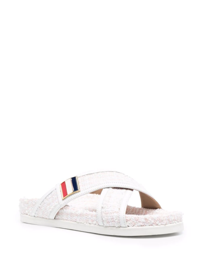 Shop Thom Browne Tweed Slip-on Sandals In Pink